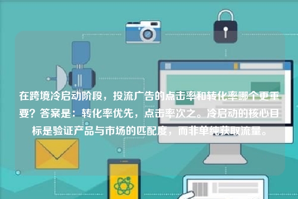 在跨境冷启动阶段，投流广告的点击率和转化率哪个更重要？答案是：转化率优先，点击率次之。冷启动的核心目标是验证产品与市场的匹配度，而非单纯获取流量。