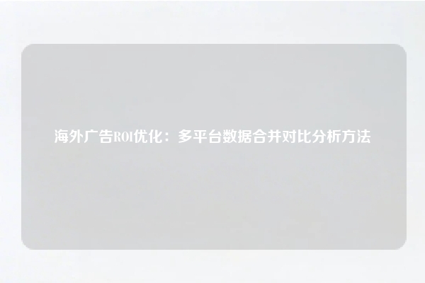 海外广告ROI优化:多平台数据合并对比分析方法