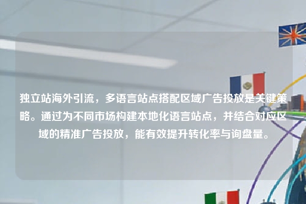 独立站海外引流，多语言站点搭配区域广告投放是关键策略。通过为不同市场构建本地化语言站点，并结合对应区域的精准广告投放，能有效提升转化率与询盘量。