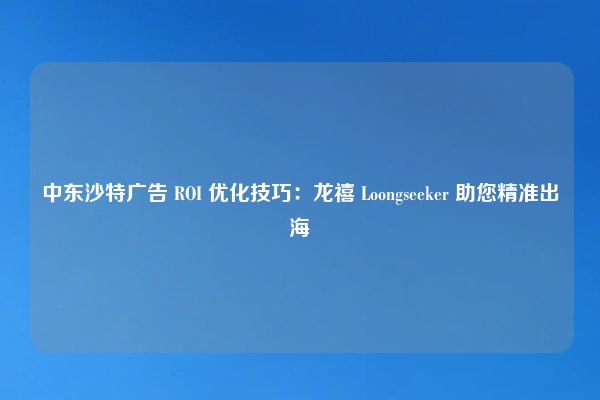 中东沙特广告 ROI 优化技巧：龙禧 Loongseeker 助您精准出海
